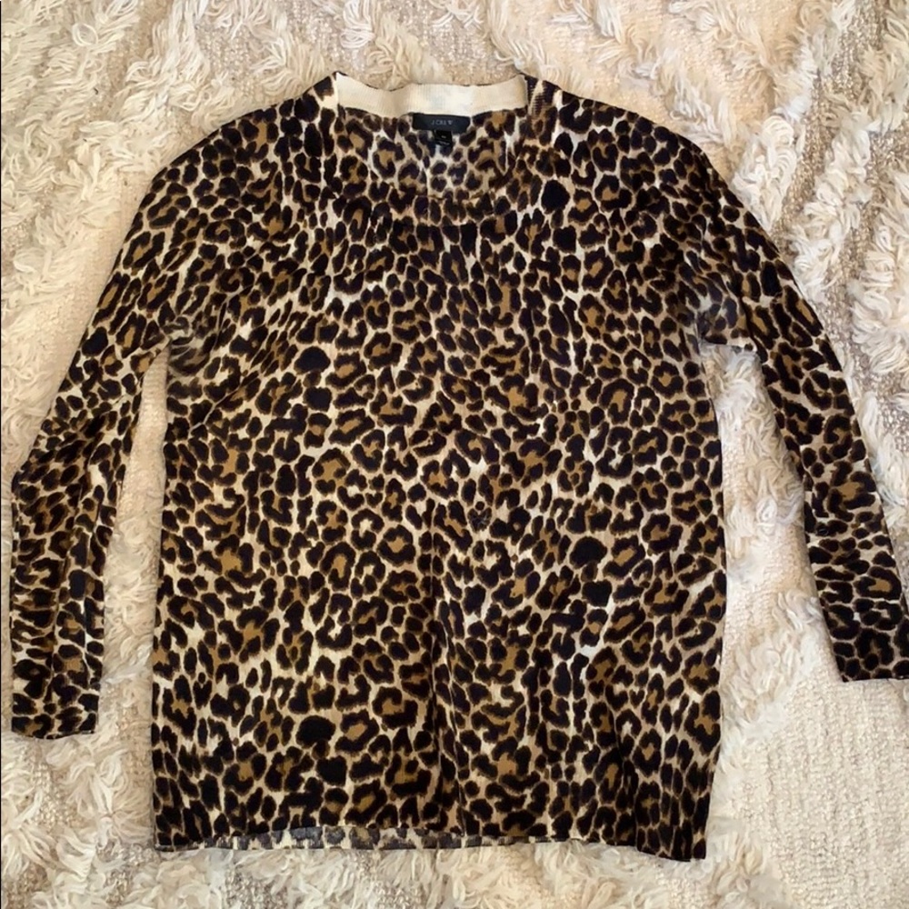 J. Crew Merino Wool Leopard Print Sweater Size M